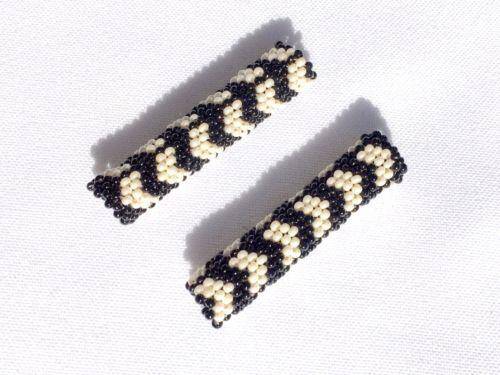 Pair Of Tubular Beaded Beads 2 1/4 Inch