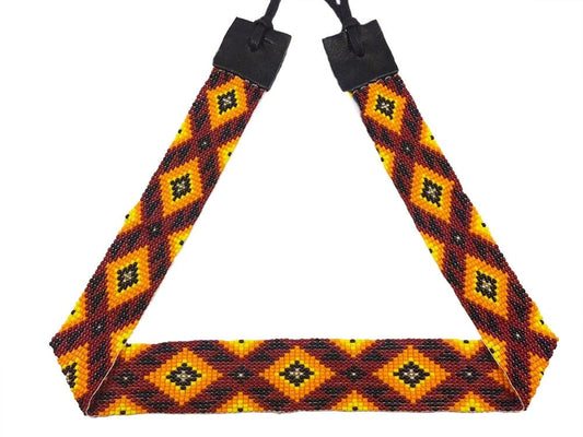 Orange Black Bead Work Beaded Cowboy Hat Band Belt
