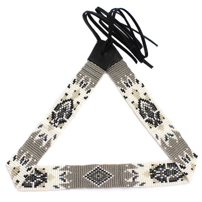 Handmade Beaded Grey White Turtle Cowboy Style Hatband