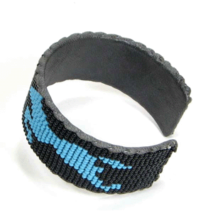 Handmade Beaded Multicolored Horse Hard Cuff Leather Cuff Bracelet