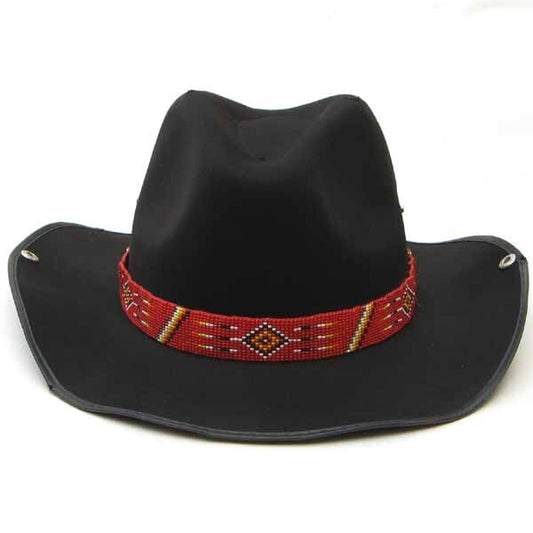 Red White Medicine man's Beadwork Beaded Cowboy Hat Band Belt