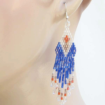 Handmade Beaded Blue Delica Bead Earrings