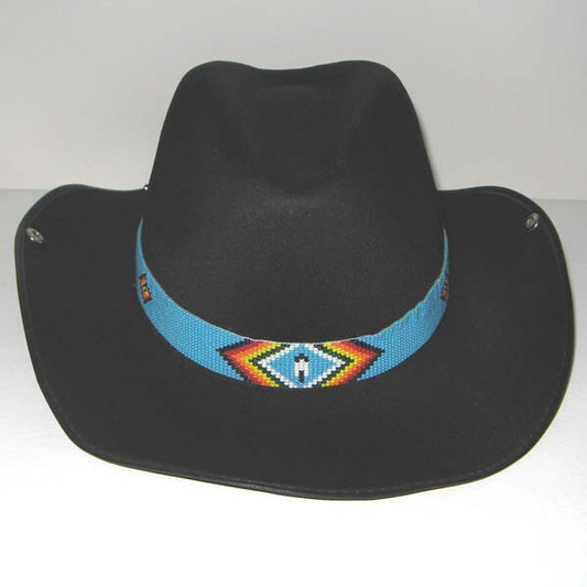 Turquoise Blue Red Black man's Symbol Beadwork Cowboy Hat Band Waist Belt