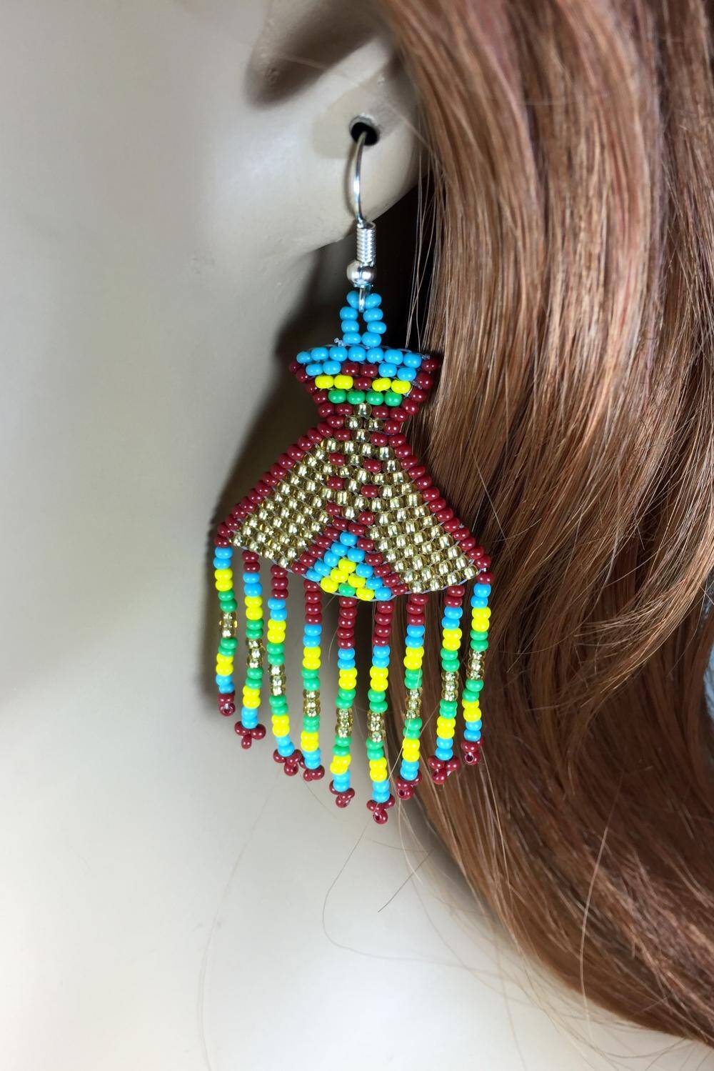 Brown Native American Tepee Style Inspired Handmade Earrings
