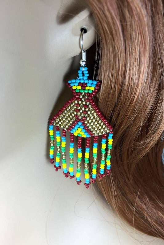 Brown Native American Tepee Style Inspired Handmade Earrings