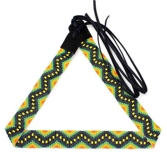 Handmade beaded Green Orange adjustable Cowboy Rodeo Hatband