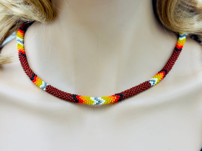 Handmade beaded Brown woven Rope necklace