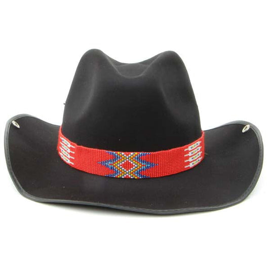 Red Blue White Yellow Seed Beaded Cowboy Hat Band