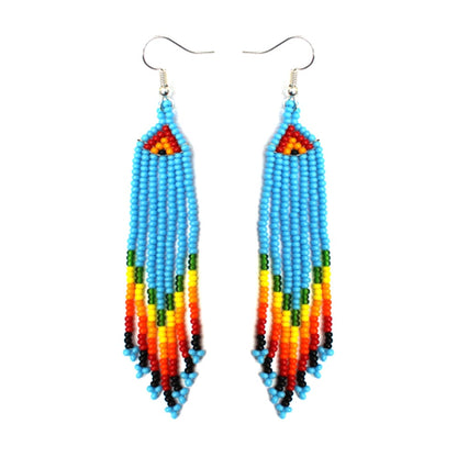 Vibrant Blue and Orange Beaded Choker Necklace &amp; Earring Set