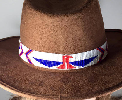 Native Style Patriotic Red Blue White Beaded Hatband