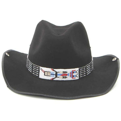 Black Red White Seed Beaded Yei Dancer Beadwork Cowboy Hat Band Belt