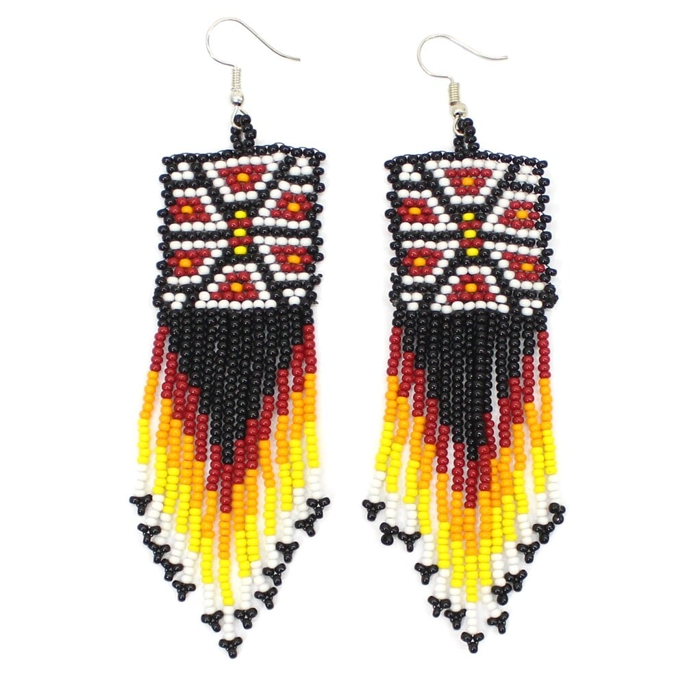 Handmade Beaded Multicolor Seed Bead Earrings