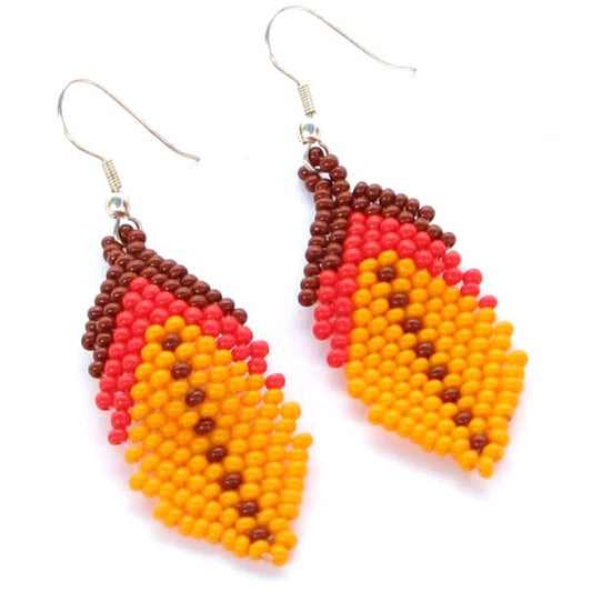 Handmade Beaded Orange Bead Small Earrings