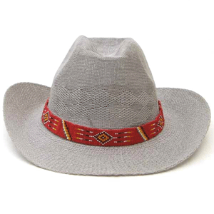 Red White Medicine man's Beadwork Beaded Cowboy Hat Band Belt