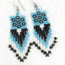 New Handmade Blue White Black Seed Beaded Native Style Hook Fashion Earrings