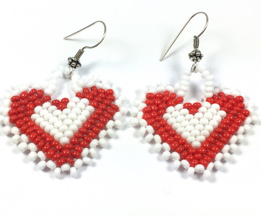 Radiant Red &amp; White Heart Earrings