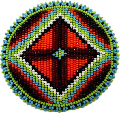 Handmade beaded native style Aztec 3 inch rosette/applique