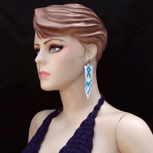 Handmade Beaded Seed Bead Ribbon Awareness Earrings