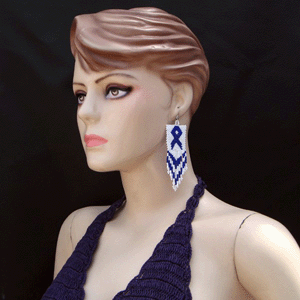 Handmade Beaded Seed Bead Ribbon Awareness Earrings