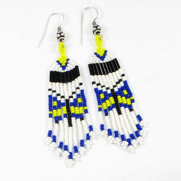 Handmade Beaded White Seed Bead Earrings