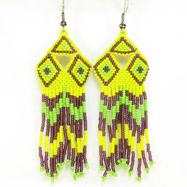 Handmade Beaded Yellow Seed Bead Earrings