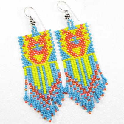 Handmade Beaded Multi Colored Seed Bead Earrings
