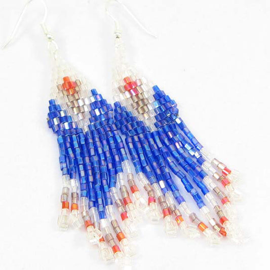 Handmade Beaded Blue Delica Bead Earrings