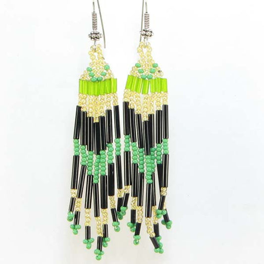 Handmade Beaded Green Seed Bead Earrings