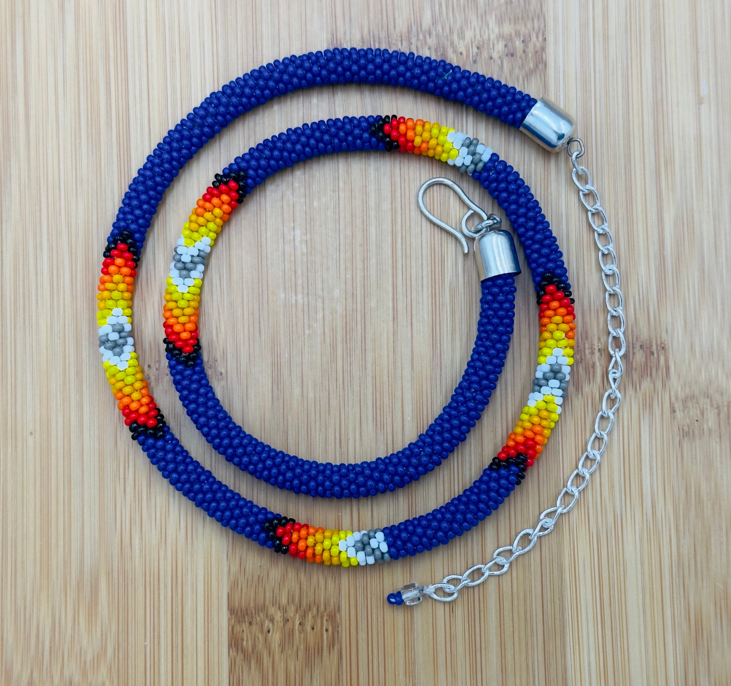 Handmade beaded Deep Blue woven Rope necklace