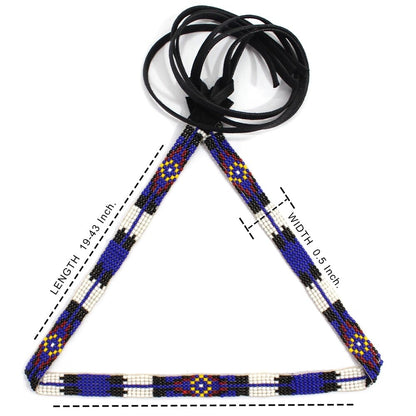 Blue White Multicolor Beaded Cowboy Hatband Medicine man's Beadwork