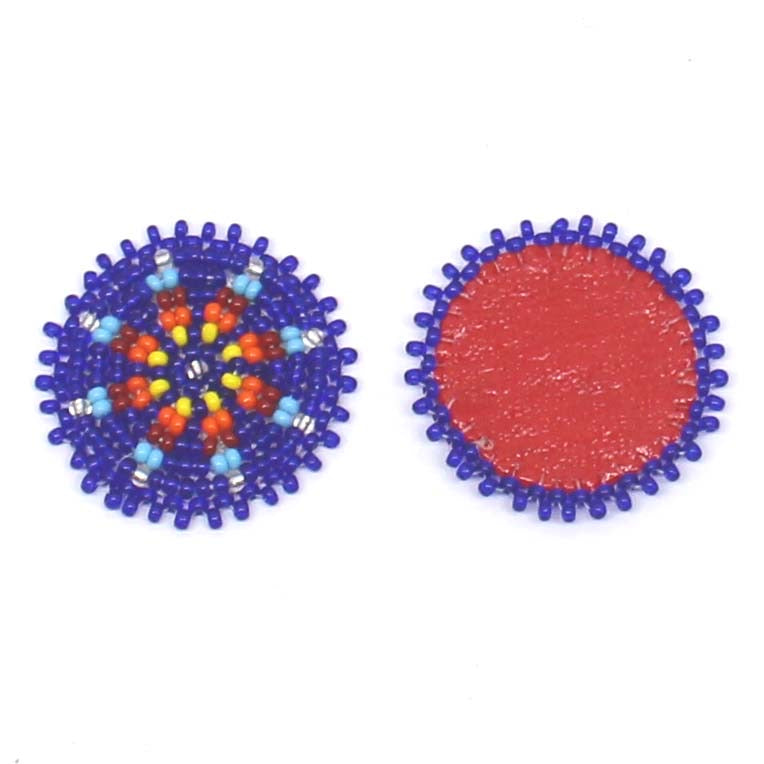 Handmade beaded 2x1.2 inch deep Blue rosette