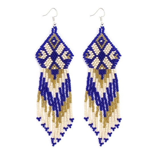 Handmade Beaded Blue Seed Bead Earrings