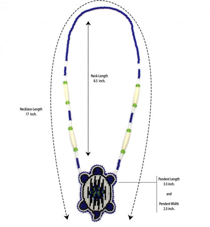 Handmade Beaded Turtle Shape Deep Blue Delica Necklace Earrings Set