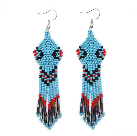 Handmade Beaded Turquoise Blue Seed Beaded Earrings