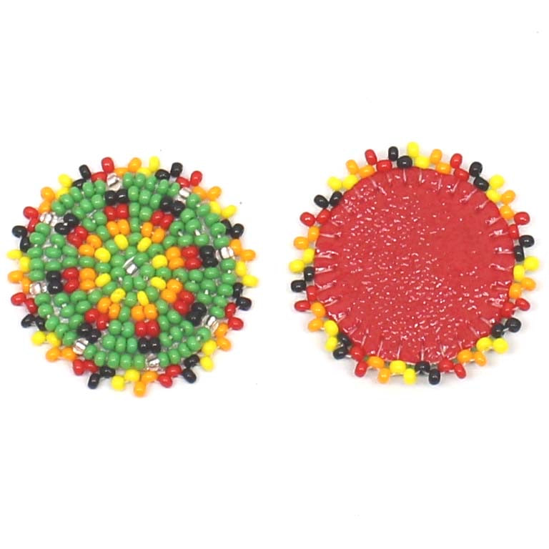 Handmade beaded 2 of 1.2” Green rosette/applique