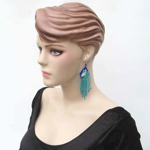 Sea Green Blue Seed Beaded Horse Beadwork Earrings