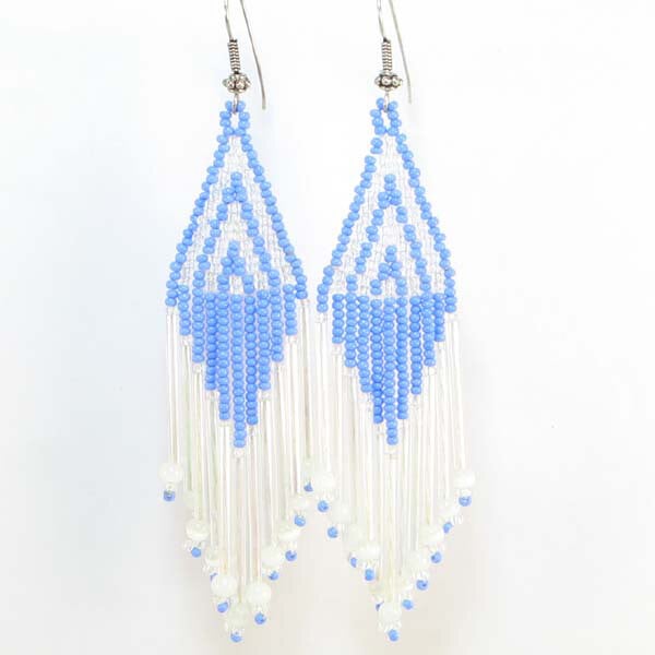 Handmade Beaded Sky Blue Seed Bead Earrings