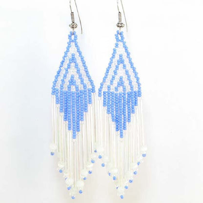 Handmade Beaded Sky Blue Seed Bead Earrings