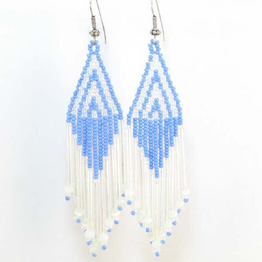 Handmade Beaded Sky Blue Seed Bead Earrings