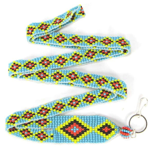 Sea Green Yellow Red Beaded Medicine Men'S Eye Lanyard Id Holder
