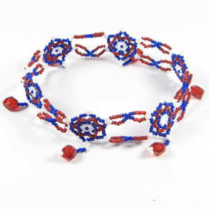 Blue Red White Seed Beads Stretchable Beaded Anklet