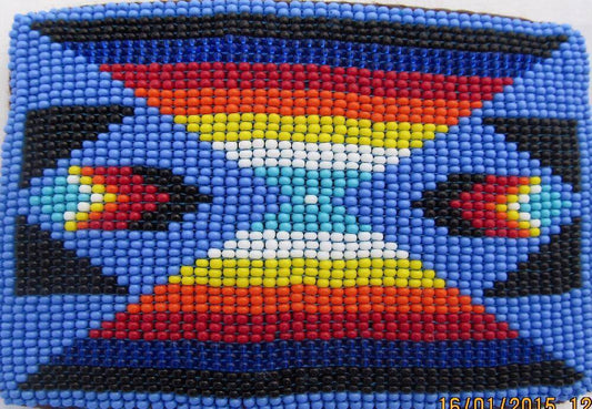 Large 5 Inch Southwestern Native American Rectangular Beaded Buckle