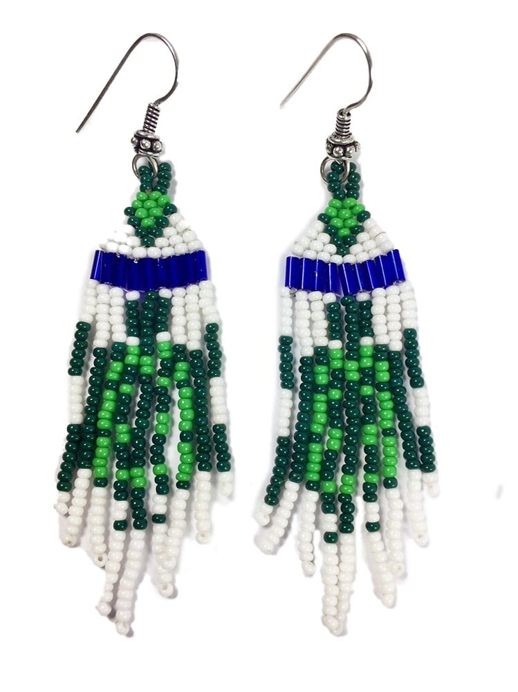 Handmade Beaded Turtle Seed Bead Earrings