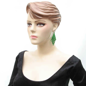 Handmade Beaded Green Seed Bead Big Earrings