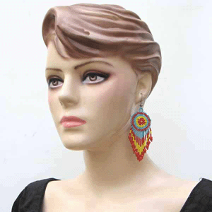Handmade Beaded Multi Colored Medallion Seed Bead Big Earrings