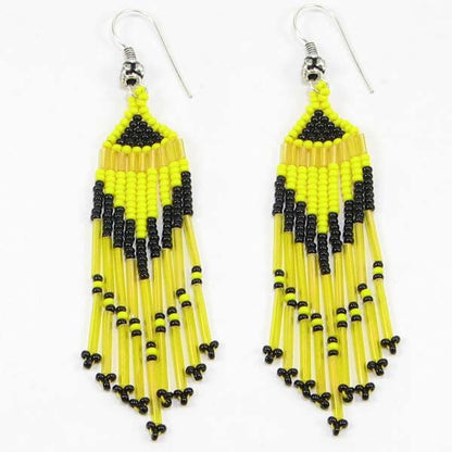 Handmade Beaded Yellow Seed Bead Earrings