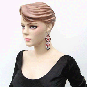 Brown White Black Four Square Earrings