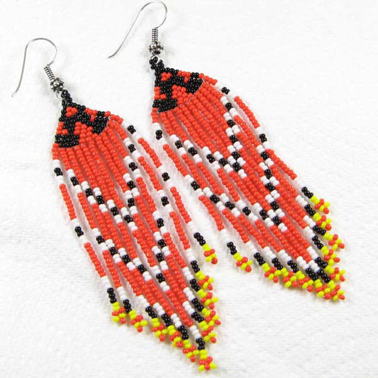 Handmade Beaded Red Seed Bead Earrings
