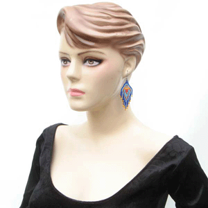 Handmade Beaded Blue Seed Bead Big Earrings