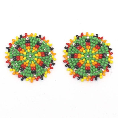 Handmade beaded 2 of 1.2” Green rosette/applique